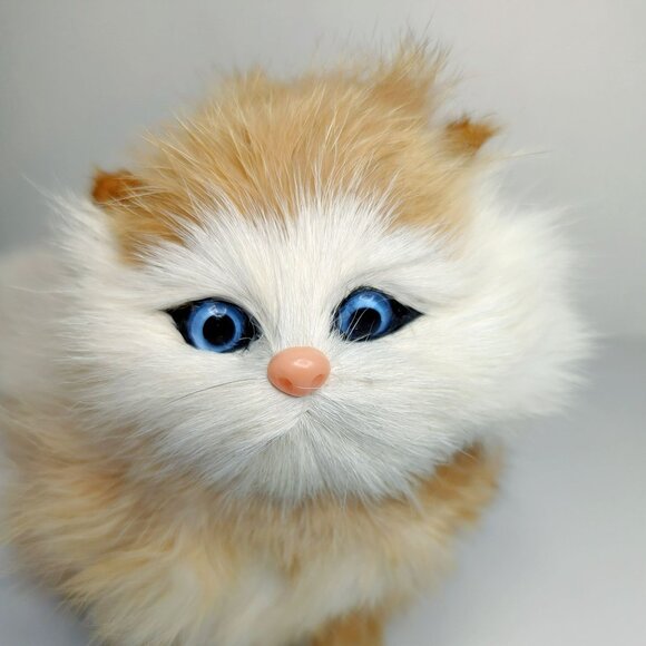 Realistic Furry Cat Figurine Decor Simulation Kitten Makes Sounds Orange/Cream - Picture 2 of 5